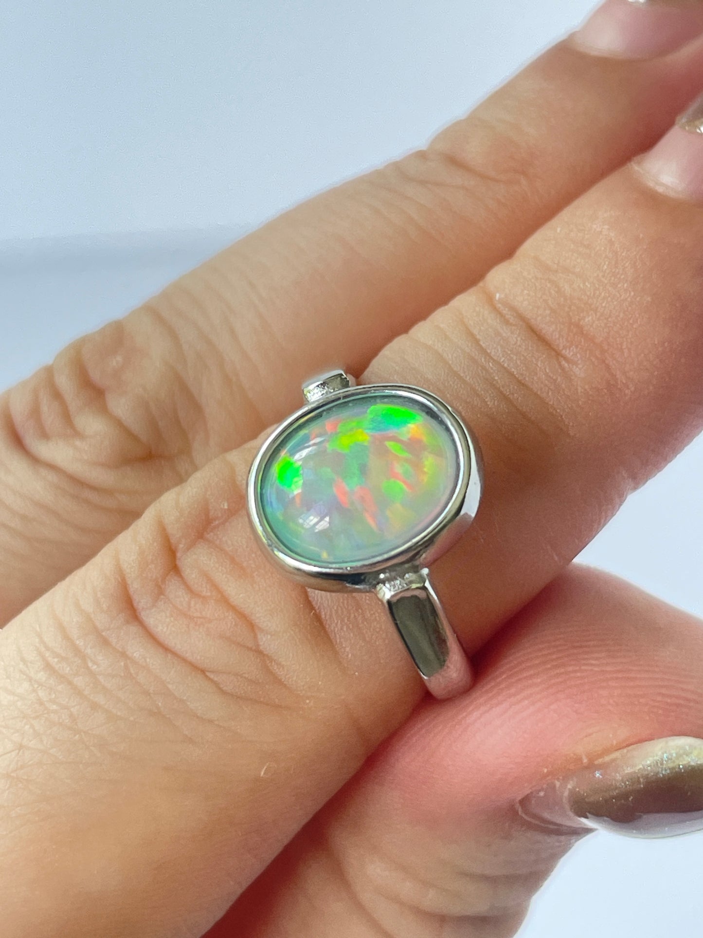 Opal silver ring（adjustable ）