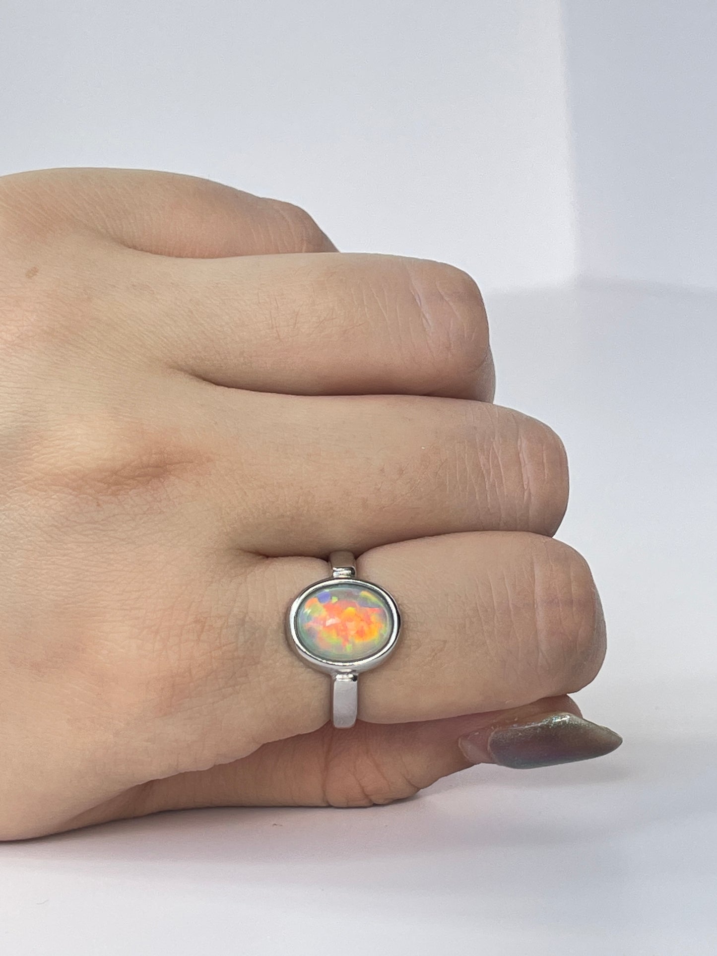 Opal silver ring（adjustable ）