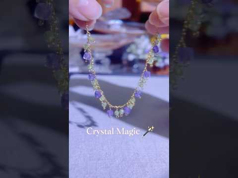 High-quality peridot and amethyst bracelet, handmade crystal jewelry with adjustable gold-plated chain for women